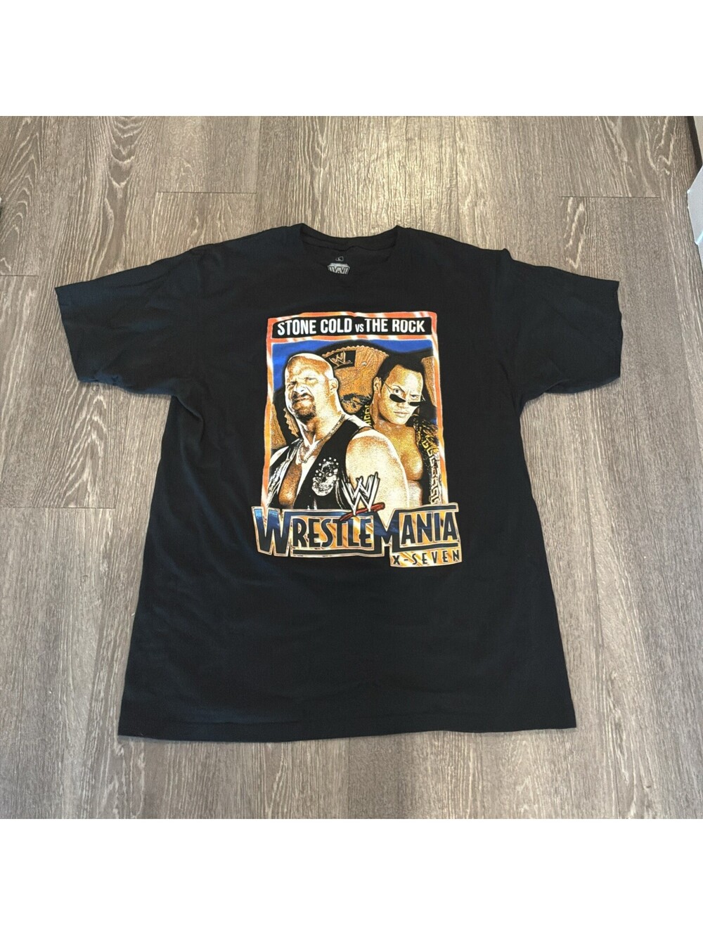 Ripple Junction WWE WrestleMania X-Seven Stone Cold vs The Rock Shirt L Black